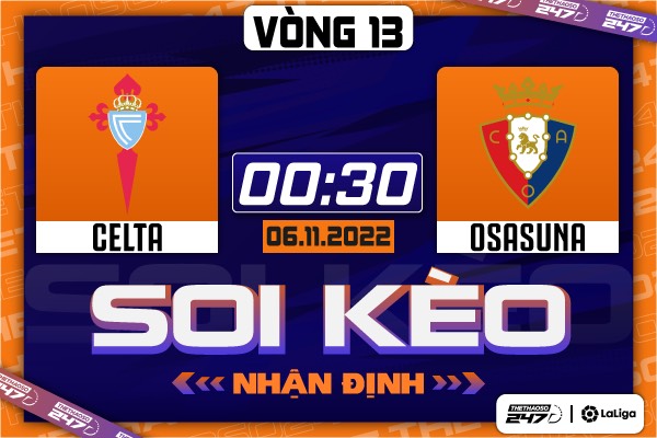 Soi kèo Celta Vigo vs Osasuna, 00h30 ngày 6/11 | La Liga