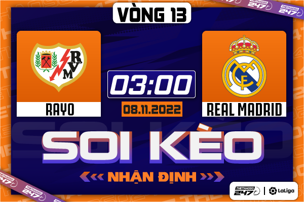 Soi kèo Rayo Vallecano vs Real Madrid, 03h00 ngày 8/11 | La Liga