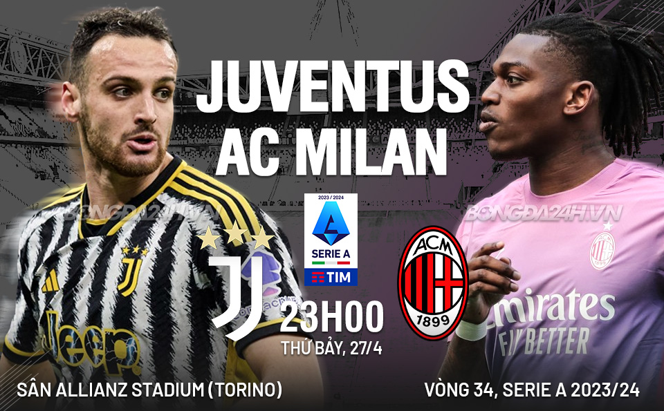 Nhận định bóng đá Juventus vs AC Milan 23h00 ngày 27/4 (Serie A 2023/24)