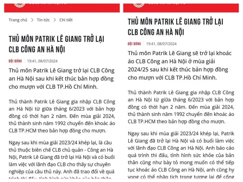 Patrik Lê Giang và CLB CAHN đàm phán tương lai