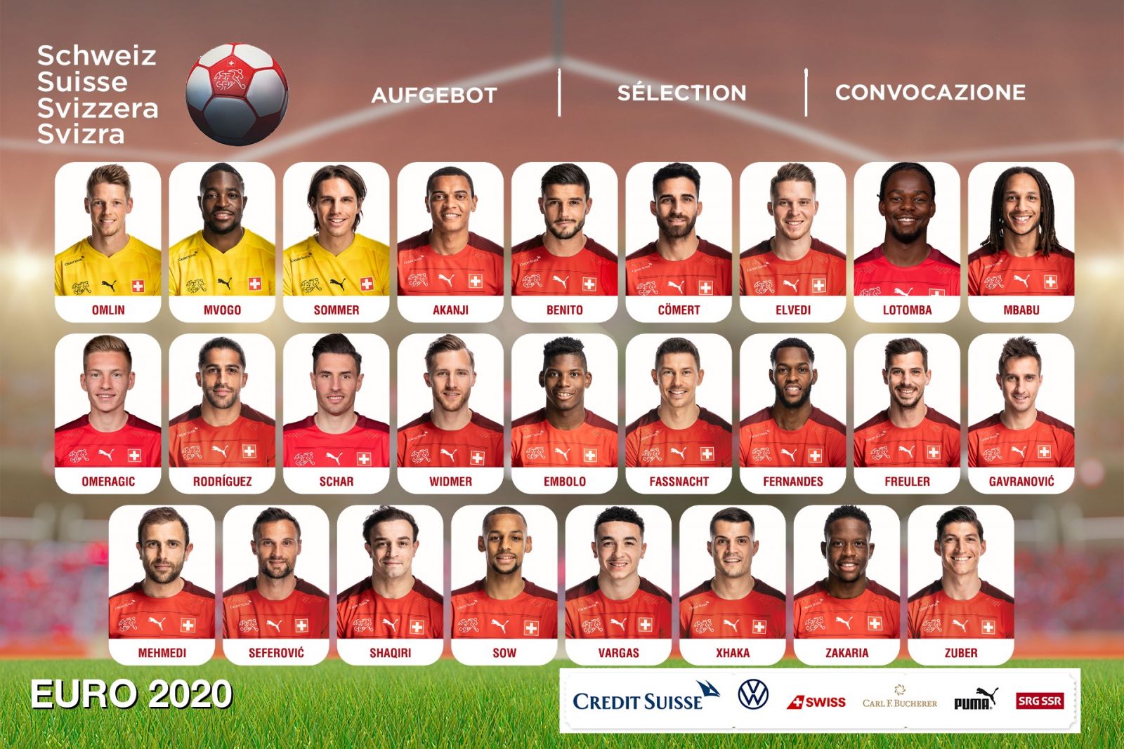 Danh sách cầu thủ được triệu tập vào đội tuyển Thụy Sĩ Euro 2020