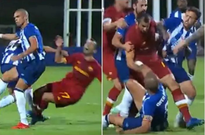 Pepe đá bẩn trong trận Porto vs Roma
