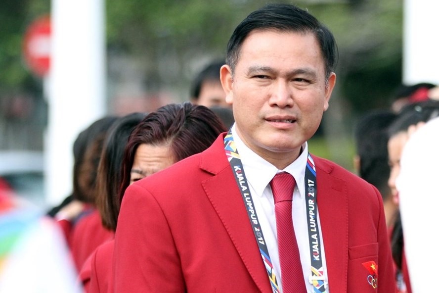 Ông Trần Anh Tú dự lễ thượng cờ Đoàn Thể thao Việt Nam tại SEA Games 29. (Ảnh: Hà Thành)