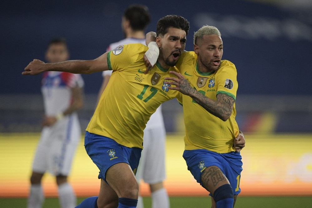 Lucas Paqueta có pha phối hợp với Neymar trước khi ghi bàn thắng mở tỉ số