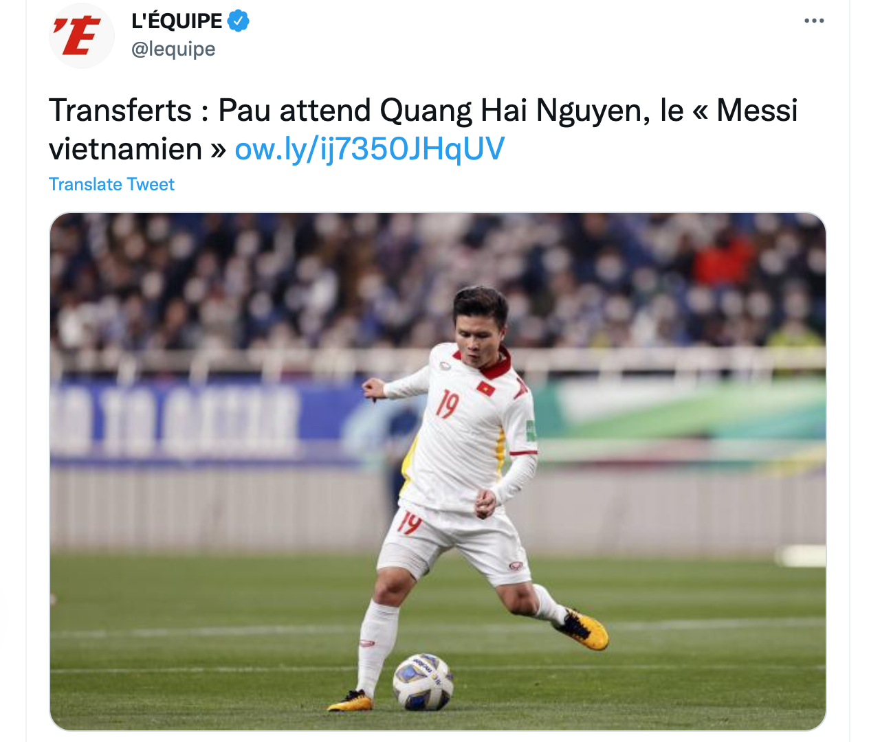 Tờ L'Équipe đã công khai bản hợp đồng mới của Pau FC trên trang chủ của mình