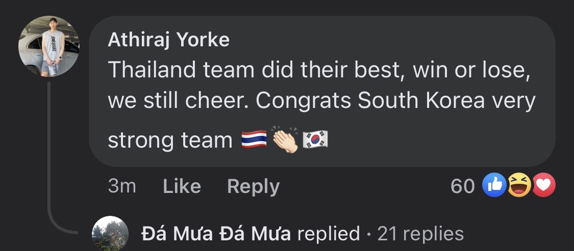 Thái Lan đã chơi tốt, dù thắng hay thua chúng tôi vẫn chúc mừng. Hàn Quốc là đội bóng quá mạnh