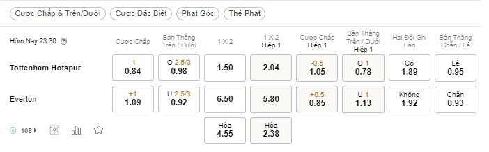 Soi kèo Tottenham vs Everton