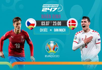 Nhận định CH Séc vs Đan Mạch, 23h00 ngày 03/07/2021 | Vòng Tứ Kết